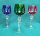 Set of 3 Nachtmann Antika wine glasses in different colors overlay crystal