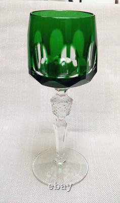Set of 3 Nachtmann Antika wine glasses in different colors overlay crystal