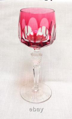 Set of 3 Nachtmann Antika wine glasses in different colors overlay crystal