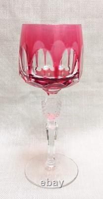 Set of 3 Nachtmann Antika wine glasses in different colors overlay crystal