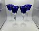Set of 4 Ajka Crystal CASTILLE ALBINKA Cobalt Blue Wine Glasses