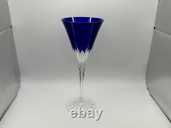 Set of 4 Ajka Crystal CASTILLE ALBINKA Cobalt Blue Wine Glasses