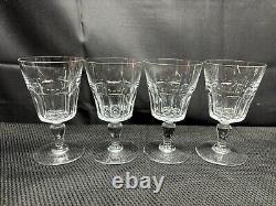 Set of 4 Baccarat BRETAGNE Crystal Claret Wine Glasses 5 1/4 Tall