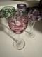 Set of 4 Colorful Blown Crystal Wine Glasses with Twisted Stems. Tall