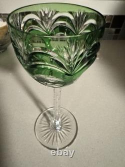 Set of 4 Colorful Blown Crystal Wine Glasses with Twisted Stems. Tall