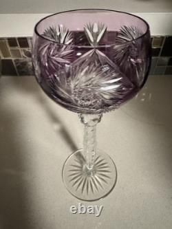 Set of 4 Colorful Blown Crystal Wine Glasses with Twisted Stems. Tall
