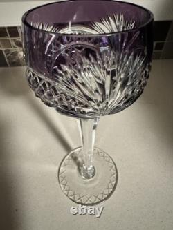 Set of 4 Colorful Blown Crystal Wine Glasses with Twisted Stems. Tall
