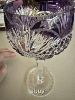 Set of 4 Colorful Blown Crystal Wine Glasses with Twisted Stems. Tall