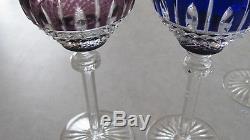 Set of 4 Colors Ajka Olinda / King Louis Cut to Clear Crystal Hock Wines