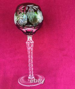 Set of 4 Cut to Clear Glass Crystal Wine Hock Glasses Multicolor 8.25H LOT #1