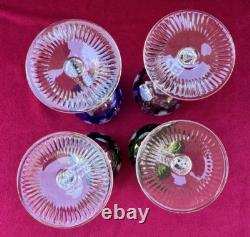 Set of 4 Cut to Clear Glass Crystal Wine Hock Glasses Multicolor 8.25H LOT #1