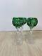 Set of 4 Emerald Green Crystal Wine Hock Goblet Glasses Barware