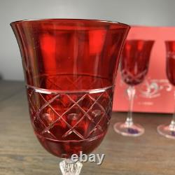 Set of 4 Gioielli da Tavola Le Stelle Cristal Italy Red Cut Crystal Wine Glasses