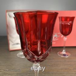 Set of 4 Gioielli da Tavola Le Stelle Cristal Italy Red Cut Crystal Wine Glasses