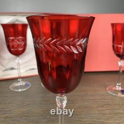 Set of 4 Gioielli da Tavola Le Stelle Cristal Italy Red Cut Crystal Wine Glasses