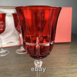 Set of 4 Gioielli da Tavola Le Stelle Cristal Italy Red Cut Crystal Wine Glasses