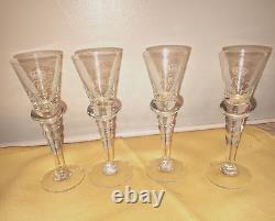 Set of 4 King Gustav III Crystal Stem Glass Reproduced by Hovmantorp Glasbruk