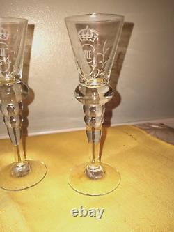 Set of 4 King Gustav III Crystal Stem Glass Reproduced by Hovmantorp Glasbruk