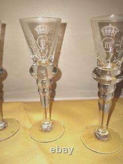 Set of 4 King Gustav III Crystal Stem Glass Reproduced by Hovmantorp Glasbruk