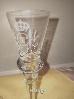 Set of 4 King Gustav III Crystal Stem Glass Reproduced by Hovmantorp Glasbruk