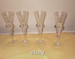 Set of 4 King Gustav III Crystal Stem Glass Reproduced by Hovmantorp Glasbruk