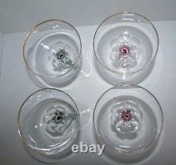 Set of 4 Latticino Zanfirico Stem Cut Crystal Wine/Champagne Glasses 1158