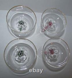Set of 4 Latticino Zanfirico Stem Cut Crystal Wine/Champagne Glasses 1158