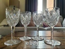 Set of 4 Rare Exquisite St. Louis Crystal Florence Pineapple Claret Wine Glasses
