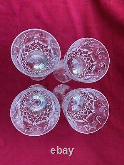 Set of 4 Rogaska GALLIA Cut Crystal Wine Glasses Goblets 7 3/4 H