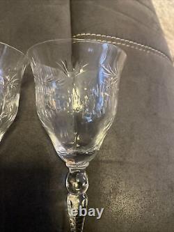Set of 4 Signed Hawkes Glass Crystal Wine Glasses