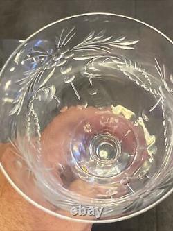 Set of 4 Signed Hawkes Glass Crystal Wine Glasses