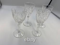 Set of 4 St. Louis Crystal CHANTILLY Claret Wine Glasses 6