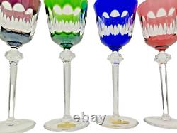 Set of 4 Studio Crafted NACHTMANN ROMER Crystal Multicolor Wine Glasses