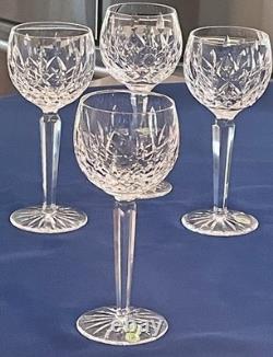 Set of 4 VTG Waterford Lismore Hock Balloon Wine Glasses 7 1/4 Discontinued