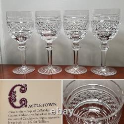 Set of 4 Vtg WATERFORD CRYSTAL Castletown 10 oz. Water/Wine Glasses 7.5 IRELAND
