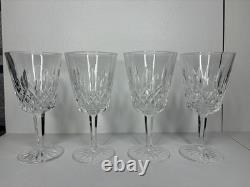 Set of 4 WATERFORD CRYSTAL Lismore 6-7/8 Water Goblet/Wine Glasses IRELAND 10oz