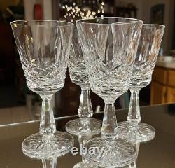 Set of 4 WATERFORD KENMARE 6 Claret Wine Glasses Criss Cross Oval Cut Goblets