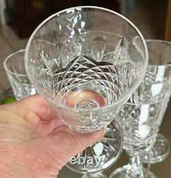Set of 4 WATERFORD KENMARE 6 Claret Wine Glasses Criss Cross Oval Cut Goblets