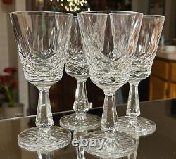 Set of 4 WATERFORD KENMARE 6 Claret Wine Glasses Criss Cross Oval Cut Goblets