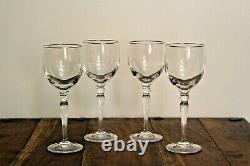 Set of 4 Waterford Crystal Carleton Platinum Rim 7 3/4 Wine Glass