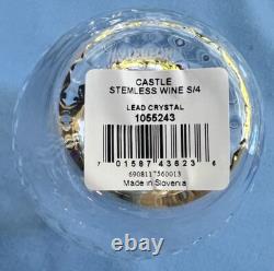 Set of 4 Waterford Crystal Castle Stemless Wine Glasses #1055243 NEW in Box
