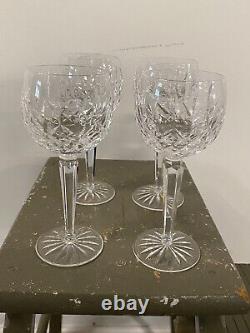Set of 4 Waterford Crystal Lismore Hock Wine Glasses Old Acid Mark (hbe) Balloon