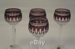 Set of 4 Waterford Crystal Ruby Red Clarendon Hock Wine Glasses