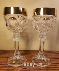 Set of 6 24kt NACHTMANN BLEIKRISTALL Napoleon WINE Cordial GLASSES from GERMANY