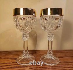 Set of 6 24kt NACHTMANN BLEIKRISTALL Napoleon WINE Cordial GLASSES from GERMANY