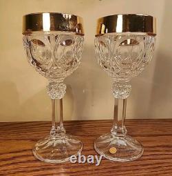 Set of 6 24kt NACHTMANN BLEIKRISTALL Napoleon WINE Cordial GLASSES from GERMANY