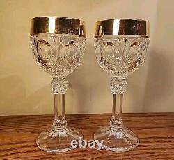 Set of 6 24kt NACHTMANN BLEIKRISTALL Napoleon WINE Cordial GLASSES from GERMANY