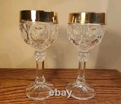 Set of 6 24kt NACHTMANN BLEIKRISTALL Napoleon WINE Cordial GLASSES from GERMANY