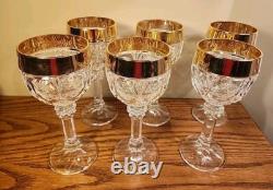 Set of 6 24kt NACHTMANN BLEIKRISTALL Napoleon WINE Cordial GLASSES from GERMANY