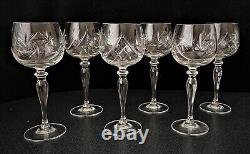 Set of 6 Ajka Csopak Hungary Pinwheel Crystal Hock Wine Glasses 7 5/8